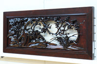 可愛らしい花が咲く梅の木が可憐に飾る小型欄間 EZ2541 在庫1枚