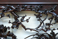 可愛らしい花が咲く梅の木が可憐に飾る小型欄間 EZ2541 在庫1枚