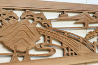 風景を丁寧に描いた彫刻欄間素材 EZ2551ab 在庫(a:1 b:1)枚