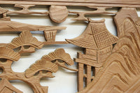 風景を丁寧に描いた彫刻欄間素材 EZ2551ab 在庫(a:1 b:1)枚