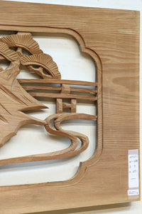 風景を丁寧に描いた彫刻欄間素材 EZ2551ab 在庫(a:1 b:1)枚