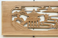 風景を丁寧に描いた彫刻欄間素材 EZ2551ab 在庫(a:1 b:1)枚