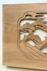 風景を丁寧に描いた彫刻欄間素材 EZ2551ab 在庫(a:1 b:1)枚