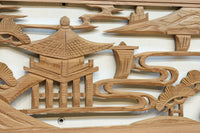 風景を丁寧に描いた彫刻欄間素材 EZ2551ab 在庫(a:1 b:1)枚