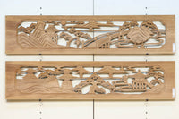 風景を丁寧に描いた彫刻欄間素材 EZ2551ab 在庫(a:1 b:1)枚