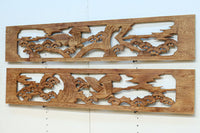 【ご精算用】堂々と貫禄ある鷹を描いた彫刻欄間素材 EZ2553ab 在庫(a:1 b:1)枚