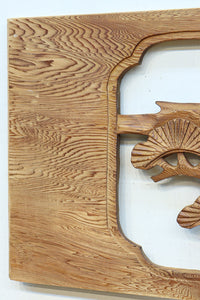 【ご精算用】堂々と貫禄ある鷹を描いた彫刻欄間素材 EZ2553ab 在庫(a:1 b:1)枚