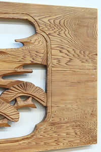 【ご精算用】堂々と貫禄ある鷹を描いた彫刻欄間素材 EZ2553ab 在庫(a:1 b:1)枚