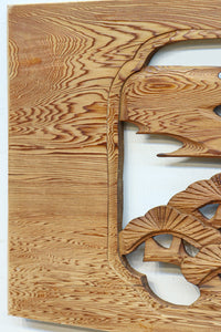 【ご精算用】堂々と貫禄ある鷹を描いた彫刻欄間素材 EZ2553ab 在庫(a:1 b:1)枚