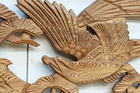 【ご精算用】堂々と貫禄ある鷹を描いた彫刻欄間素材 EZ2553ab 在庫(a:1 b:1)枚