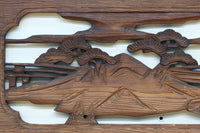 深みのある色彩で橋と城を描いた彫刻欄間素材 EZ2555ab 在庫(a:0 b:1)枚