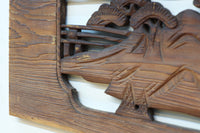 深みのある色彩で橋と城を描いた彫刻欄間素材 EZ2555ab 在庫(a:0 b:1)枚