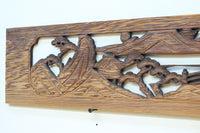 深みのある色彩で橋と城を描いた彫刻欄間素材 EZ2555ab 在庫(a:0 b:1)枚