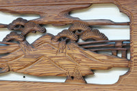 深みのある色彩で橋と城を描いた彫刻欄間素材 EZ2555ab 在庫(a:0 b:1)枚