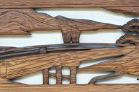 深みのある色彩で橋と城を描いた彫刻欄間素材 EZ2555ab 在庫(a:0 b:1)枚