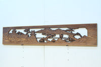 深みのある色彩で橋と城を描いた彫刻欄間素材 EZ2555ab 在庫(a:0 b:1)枚