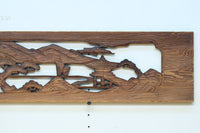 深みのある色彩で橋と城を描いた彫刻欄間素材 EZ2555ab 在庫(a:0 b:1)枚