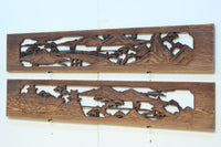 深みのある色彩で橋と城を描いた彫刻欄間素材 EZ2555ab 在庫(a:0 b:1)枚