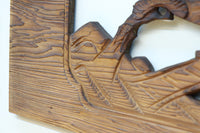 深みのある色彩で橋と城を描いた彫刻欄間素材 EZ2555ab 在庫(a:0 b:1)枚