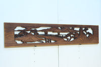 深みのある色彩で橋と城を描いた彫刻欄間素材 EZ2555ab 在庫(a:0 b:1)枚