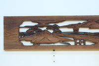 深みのある色彩で橋と城を描いた彫刻欄間素材 EZ2555ab 在庫(a:0 b:1)枚