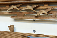 穏やかな風景を描いた木地色の彫刻欄間 EZ2563 在庫1枚