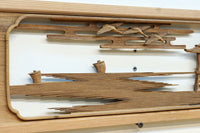 穏やかな風景を描いた木地色の彫刻欄間 EZ2563 在庫1枚