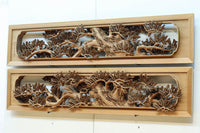 非公開 貫禄ある松の木を丁寧に彫り描いた深彫り彫刻欄間 EZ2565ab 在庫(a:1 b:1)枚