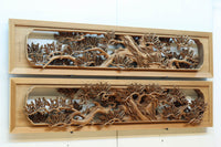 非公開 貫禄ある松の木を丁寧に彫り描いた深彫り彫刻欄間 EZ2565ab 在庫(a:1 b:1)枚