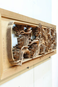 非公開 貫禄ある松の木を丁寧に彫り描いた深彫り彫刻欄間 EZ2565ab 在庫(a:1 b:1)枚