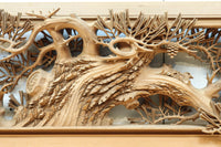 非公開 貫禄ある松の木を丁寧に彫り描いた深彫り彫刻欄間 EZ2565ab 在庫(a:1 b:1)枚