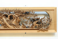 非公開 貫禄ある松の木を丁寧に彫り描いた深彫り彫刻欄間 EZ2565ab 在庫(a:1 b:1)枚