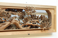 非公開 貫禄ある松の木を丁寧に彫り描いた深彫り彫刻欄間 EZ2565ab 在庫(a:1 b:1)枚