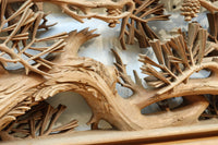 非公開 貫禄ある松の木を丁寧に彫り描いた深彫り彫刻欄間 EZ2565ab 在庫(a:1 b:1)枚