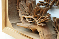 非公開 貫禄ある松の木を丁寧に彫り描いた深彫り彫刻欄間 EZ2565ab 在庫(a:1 b:1)枚