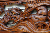 幅775ミリ!! 勇ましい姿の龍を描いた小型彫刻欄間 EZ2581 在庫1枚