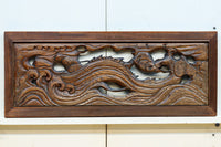 幅775ミリ!! 勇ましい姿の龍を描いた小型彫刻欄間 EZ2581 在庫1枚