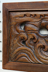 幅775ミリ!! 勇ましい姿の龍を描いた小型彫刻欄間 EZ2581 在庫1枚