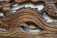 幅775ミリ!! 勇ましい姿の龍を描いた小型彫刻欄間 EZ2581 在庫1枚