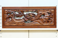 幅775ミリ!! 勇ましい姿の龍を描いた小型彫刻欄間 EZ2581 在庫1枚