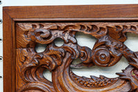 幅775ミリ!! 勇ましい姿の龍を描いた小型彫刻欄間 EZ2581 在庫1枚