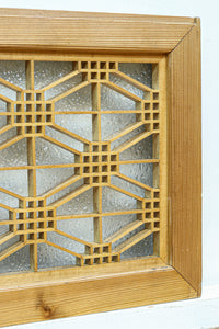 二重蜀江組子で雅な眺めをみせるダイヤガラス入り小型欄間 EZ2585 在庫1枚