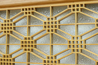 二重蜀江組子で雅な眺めをみせるダイヤガラス入り小型欄間 EZ2585 在庫1枚