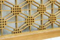 二重蜀江組子で雅な眺めをみせるダイヤガラス入り小型欄間 EZ2585 在庫1枚