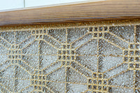 二重蜀江組子で雅な眺めをみせるダイヤガラス入り小型欄間 EZ2585 在庫1枚