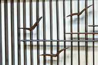 カモメが飛ぶ風情ある絵柄を描いた小型欄間 EZ2587 在庫1枚