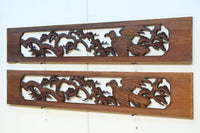 松の周りで貫録ある鷹が舞う彫刻欄間素材 EZ2592ab 在庫(a:0 b:1)枚