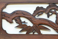 松の周りで貫録ある鷹が舞う彫刻欄間素材 EZ2592ab 在庫(a:0 b:1)枚