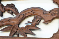 松の周りで貫録ある鷹が舞う彫刻欄間素材 EZ2592ab 在庫(a:0 b:1)枚