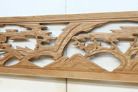 縁起物の木々を描いた上品な面持ちの彫刻欄間素材 EZ2593ab 在庫(a:1 b:1)枚